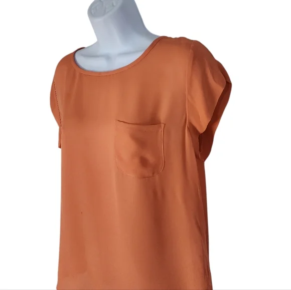 Joie Rancher Silk Pocket Vibrant Coral Top NWT Women's L - Picture 4 of 10